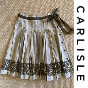 Carlisle Pleated Striped Passementerie Skirt - Size 2